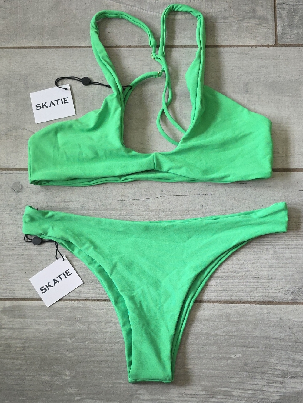 Skatie - Jasmine (Top) & Dylan (Bottoms) Bright Green Two-Piece Bikini Set
